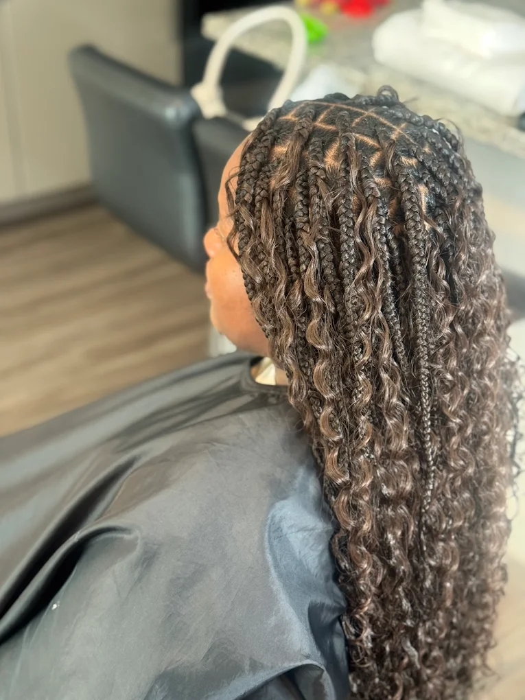 Client showing off a fresh braided style
